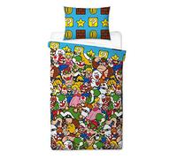 Super Mario Nintendo Gang Single Duvet Cover | Reversible Two Sided Design | Kids Bedding Set Includes Matching Pillow Case