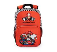 Super Mario Nintendo Kart Red Backpack | Unisex Kids School Bag for Books | Zip-Up Design | Mario Character | Back to School Essentials | Kids Gaming Merchandise