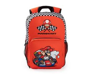 Super Mario Nintendo Kart Red Backpack | Unisex Kids School Bag for Books | Zip-Up Design | Mario Character | Back to School Essentials | Kids Gaming Merchandise