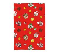 Super Mario Nintendo Official Fleece Throw Blanket | Super Soft, Here We Go Again Design | Warm Super Soft Feel Red Throw | Perfect for Home, Bedroom, Sleepovers & Camping