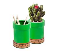 Paladone Super Mario Warp Pipe Flower Pot and Pen Holder, Ceramic Planter or Pen Organizer, Officially Licensed Nintendo, 15 cm, Green