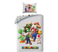 Super Mario Single Duvet Cover 140x200 + Pillowcase Microfibre Luigi Bowser