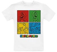 Super Mario Squares Unisex T-Shirt White 164, 100% Cotton,