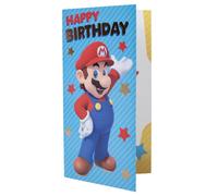 Super Mario Stars Birthday Card In Blue Blue