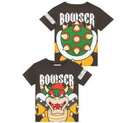Super Mario T Shirt, Bowser Boys Tshirt, Gamer Short Sleeve Kids T Shirt, Cotton Summer Top, Grey 8-9 Years