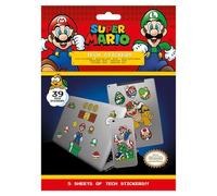 Super Mario Tech Stickers, Set of 36 Super Mario Stickers for Laptops, Mobile Phones and Tablets (Mushroom Kingdom Design) Device Stickers for Children, Stickers for Adults - Official Merchandise