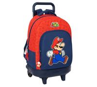 SUPER MARIO TRICK - Large Backpack with Wheels, Compact, Removable, Ideal for Children of Different Ages, Comfortable and Versatile, Quality and Resistance, 33 x 22 x 45 cm, Dark Blue/Red, M, Casual