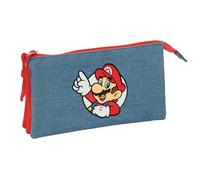 Super Mario - Triple Pencil Case, Children's Pencil Case, Ideal for Children of School Age, Comfortable and Versatile, Quality and Resistance, 22 x 3 x 12 cm