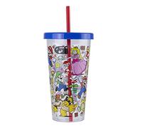 Super Mario Tumbler - Officially Licensed Plastic Cup and Resusable Straw for Cold Beverages, Mario Bros Characters Inc Bowser, Peaches, Drinkware Gift for Gamers, 700ml (23 fl oz) | Paladone