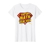 Super Math Teacher - Educational Superhero Value Graphic T-Shirt, Women, White, M