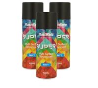 Super Matt Black Spray Paint | Plasti-kote | 3 x 400ml Can Bundle