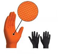 Super Maxx 100 x Orange or Black Diamond Grip Nitrile Gloves Extra Tough Heavy Duty 8.5 mil Powder and Latex Free Disposable (Orange, Large)