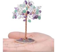 Super Mini Crystal Money Tree Copper Wire Wrapped W/Agate Slice Base Healing Gemstone Yoga Feng Shui Trees Home Crystal Decor
