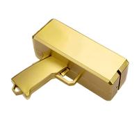Super Money Toys Paper Playing Spary Money Toys Make it Rain Toy Handheld Cash Gu Fake Bill Dispenser Money Shooter include 100 Pcs Play Money(Metallic Gold)