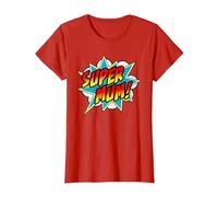 Super Mum Comic Book Superhero Mother's Day T-Shirt, Women, Red, X-Large