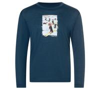 super.natural - Kid's Dachshund Party L/S - Merino base layer size 140, blue