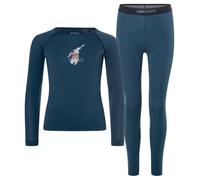 super.natural - Kid's Tundra175 Ski Bunny Set - Merino base layer size 110, blue