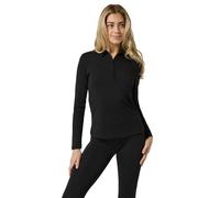 Super.natural Lux Zip Slim Fit Long Sleeve Polo Black XS Woman