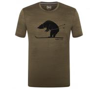 super.natural - Skiing Bear Tee - Merino shirt size XXL, brown