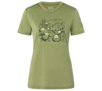 super.natural - Women's Cactus World Bio Jersey Tee - Merino shirt size XL, sage / various