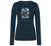 super.natural - Women's Crazy Mouse L/S - Merino shirt size L, blue/ various