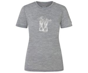 super.natural - Women's Flower Boots Tee - Merino shirt size L, grey
