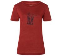 super.natural - Women's Flower Boots Tee - Merino shirt size L, red