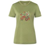 super.natural - Women's Flower Field Bio Jersey Tee - Merino shirt size XS, sage / various