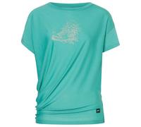 super.natural - Women's Flower Sneakers Loose Tee - Merino shirt size L, turquoise