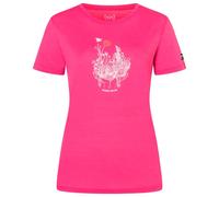 super.natural - Women's Flowerhands Tee - Merino shirt size L, pink/ tobacco glitter