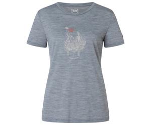 super.natural - Women's Flowerhands Tee - Merino shirt size M, grey/ chilli