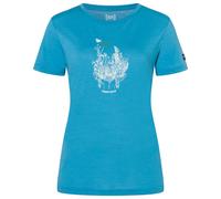 super.natural - Women's Flowerhands Tee - Merino shirt size XL, blue/ tobacco glitter