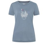 super.natural - Women's Flowerhands Tee - Merino shirt size XS, flint stone / sangria