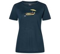 super.natural - Women's Hot Dog Tee - Merino shirt size M, blue/ various