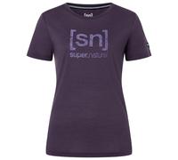 super.natural - Women's Logo Lines Tee - Merino shirt size M, mysterioso /purple