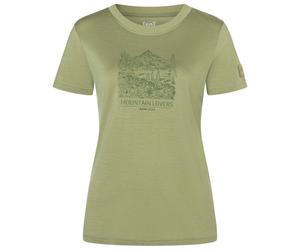 super.natural - Women's Mountain Lovers Bio Jersey Tee - Merino shirt size L, sage / leaf melange