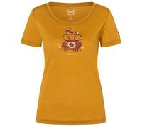 super.natural - Women's Mrs Crab Tee - Merino shirt size XS, dried tobacco / various