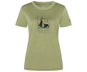 super.natural - Women's Racing Dachshund Bio Jersey Tee - Merino shirt size XS, sage / various