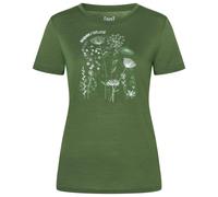 super.natural - Women's Rock Flowers Tee - Merino shirt size L, olive