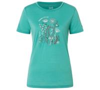 super.natural - Women's Rock Flowers Tee - Merino shirt size S, turquoise
