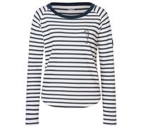 super.natural - Women's Sea Horse Stripe Bio Crew - Merino longsleeve size XL, white/grey