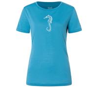 super.natural - Women's Sea Horse Tee - Merino shirt size M, blue/white
