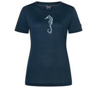 super.natural - Women's Sea Horse Tee - Merino shirt size XL, blue/white