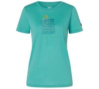 super.natural - Women's Sea Line Tee - Merino shirt size L, green/ various