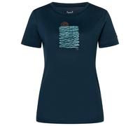 super.natural - Women's Sea Line Tee - Merino shirt size S, blue/ various