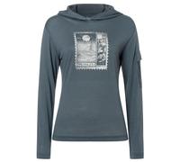 super.natural - Women's Stamp Light Print Hoodie - Merino hoodie size XS, grey/blue
