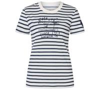 super.natural - Women's Stripe Cote D'Azur Bio Jersey Tee - Merino shirt size M, white/ salute