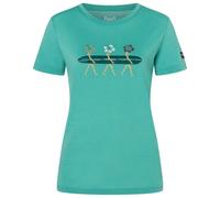 super.natural - Women's Surfing Flowers Tee - Merino shirt size L, green/ various