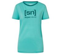 super.natural - Women's The Essential Logo Tee - Merino shirt size L, turquoise