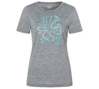 super.natural - Women's Under The Sea Tee - Merino shirt size M, grey/ various